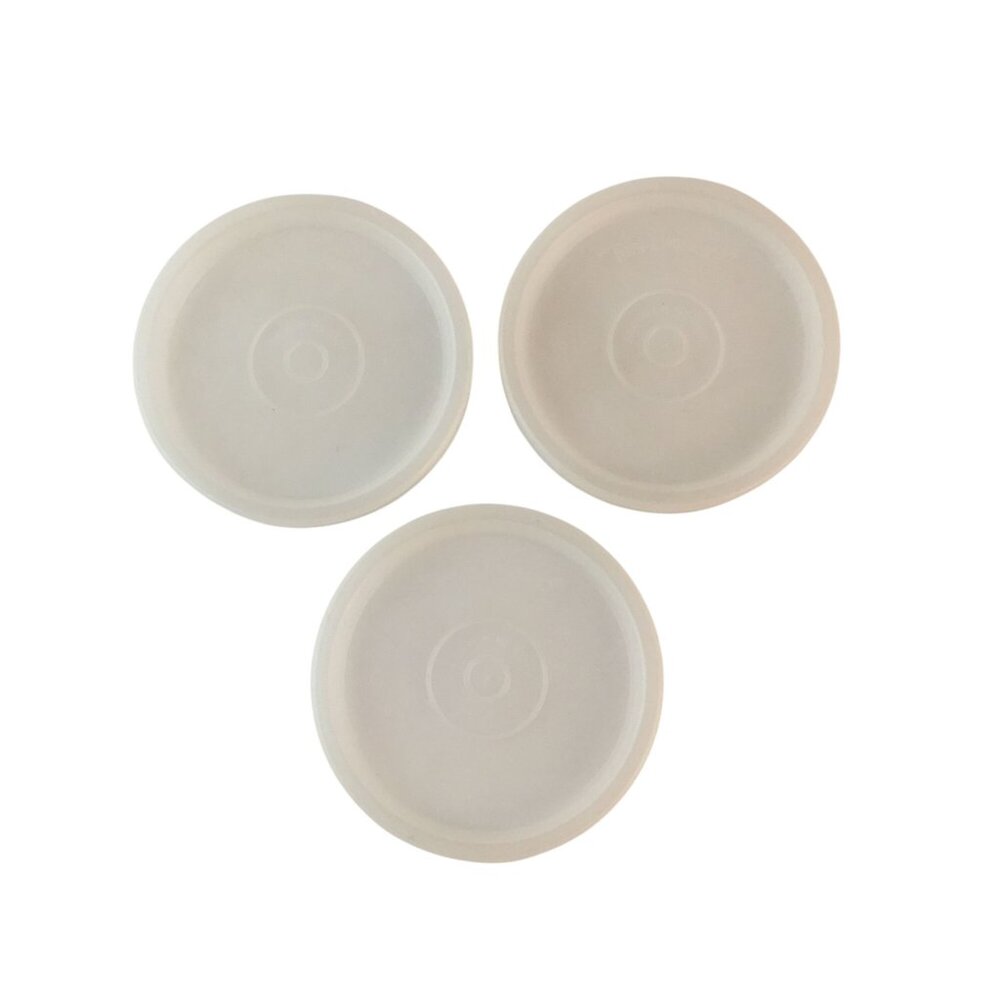 Tupperware Three White Clear Lid Seal G 3" for‎ Tumblers Cups Vintage